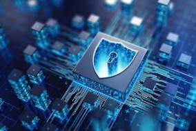 Bouclier numérique symbolisant la cyberdéfense face aux attaques générées par intelligence artificielle