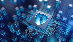 Bouclier numérique symbolisant la cyberdéfense face aux attaques générées par intelligence artificielle