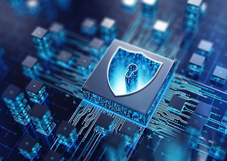 Bouclier numérique symbolisant la cyberdéfense face aux attaques générées par intelligence artificielle